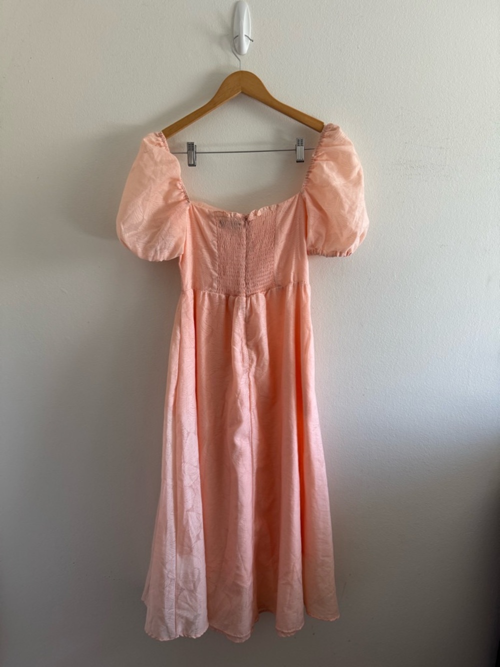 NWT O. P. T River Peach Puff Square Neck Puff Sleeve Cottagecore  Maxi Dress M - Picture 5 of 9